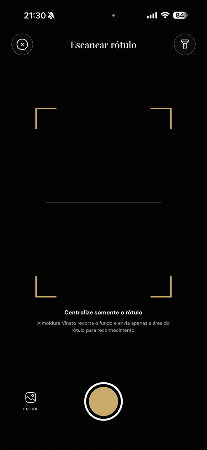 Tela do aplicativo VINATO: Scanner